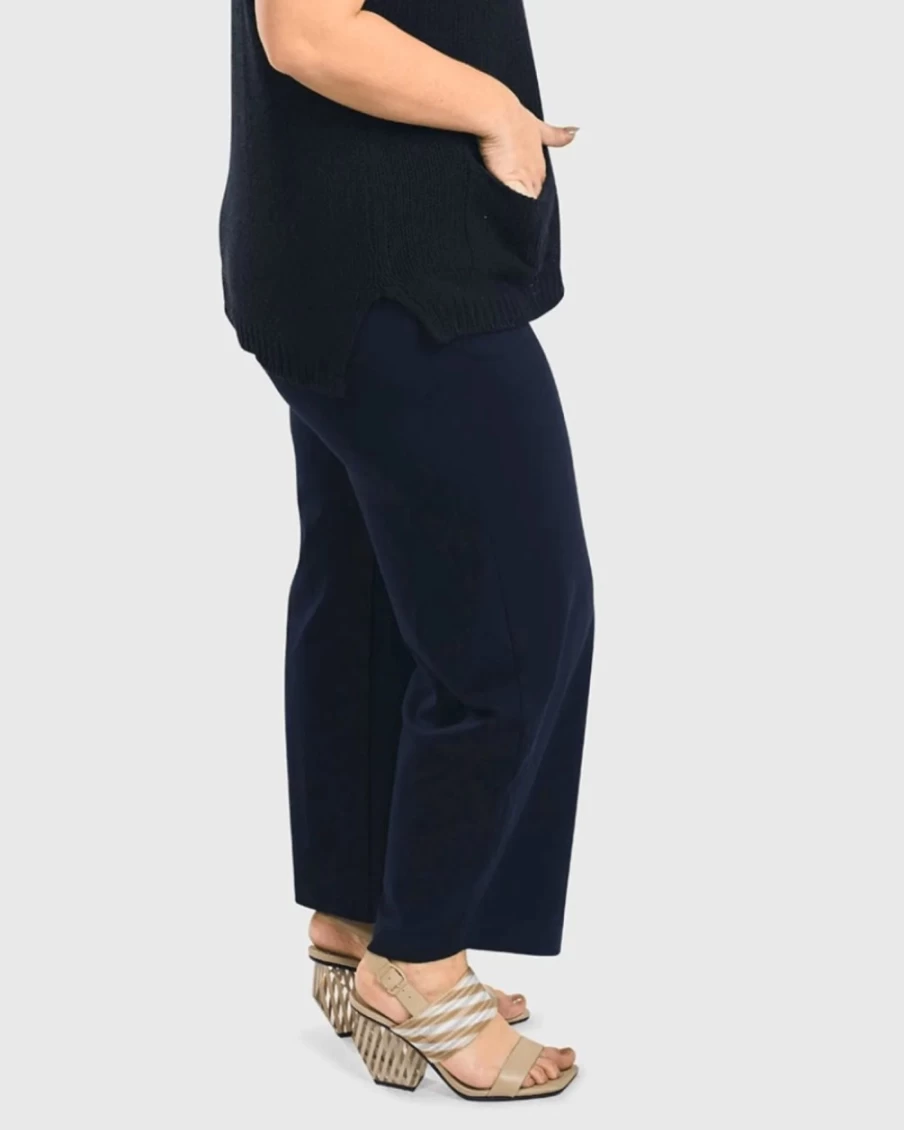 ALEMBIKA Women's Essential Flow Pants in Navy - Comfortable & Stylish Yoga Trousers