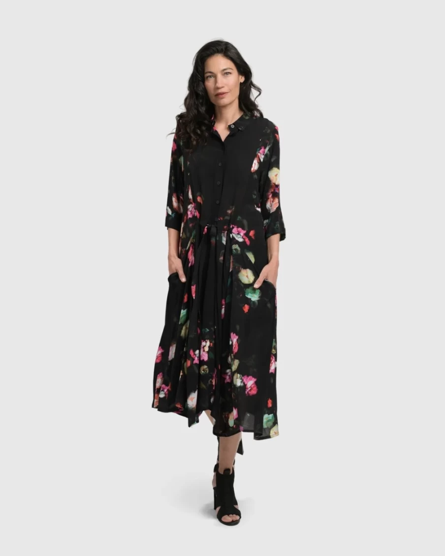 ALEMBIKA Women's Floral Maxi Shirt Dress - Drinks-On-Me Style Summer Boho Chic