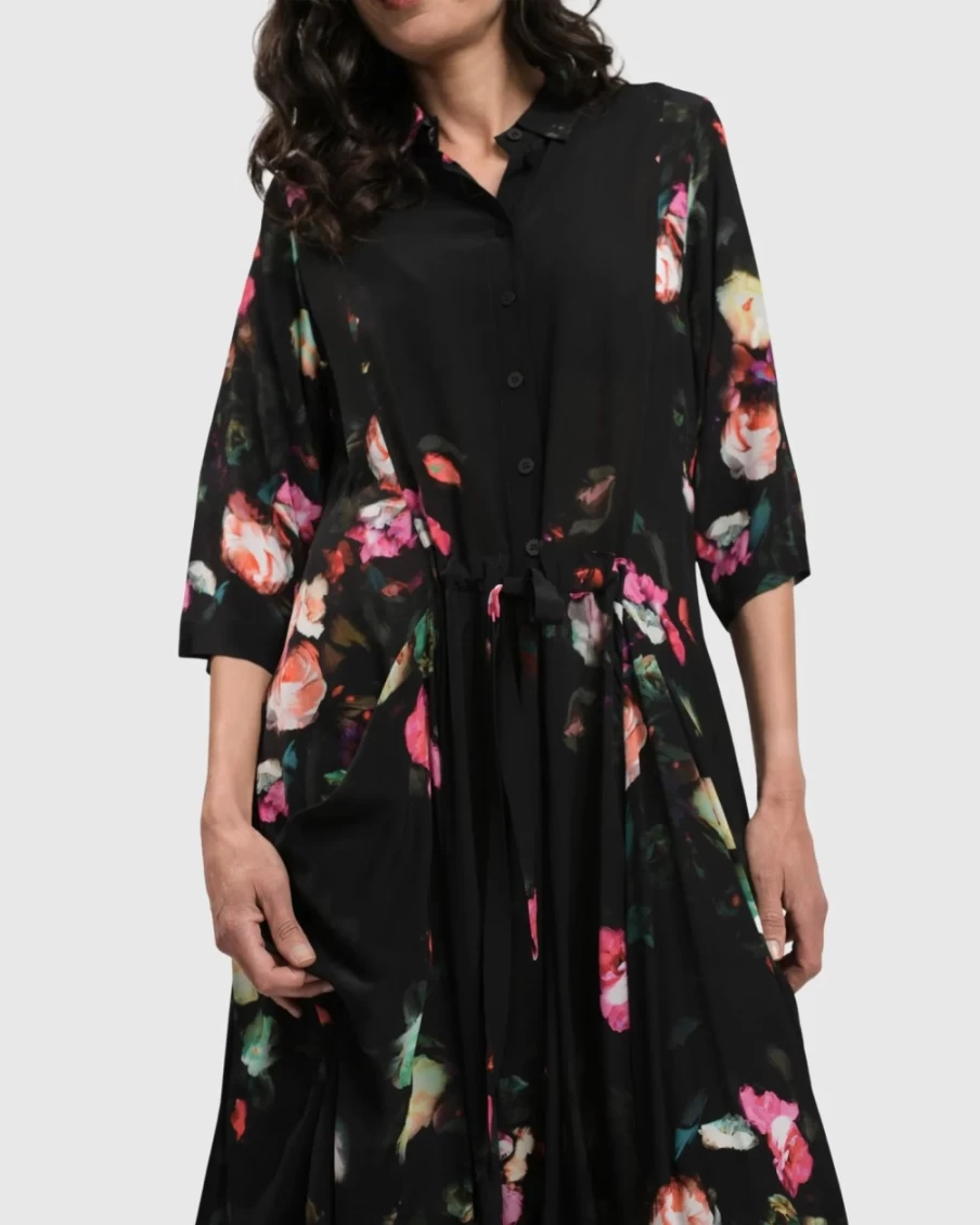 ALEMBIKA Women's Floral Maxi Shirt Dress - Drinks-On-Me Style Summer Boho Chic