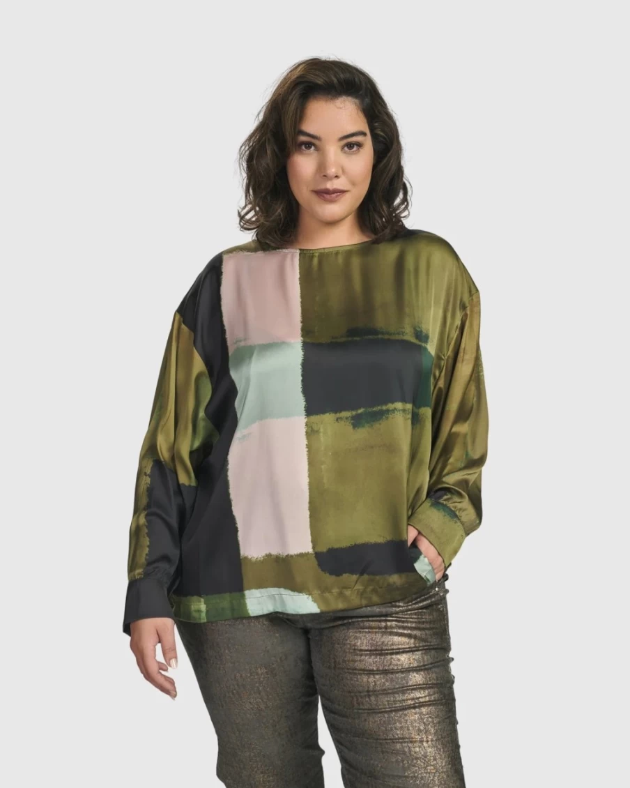 ALEMBIKA Women's Olive Alfresco Market Top - Stylish Outdoor Casual Blouse