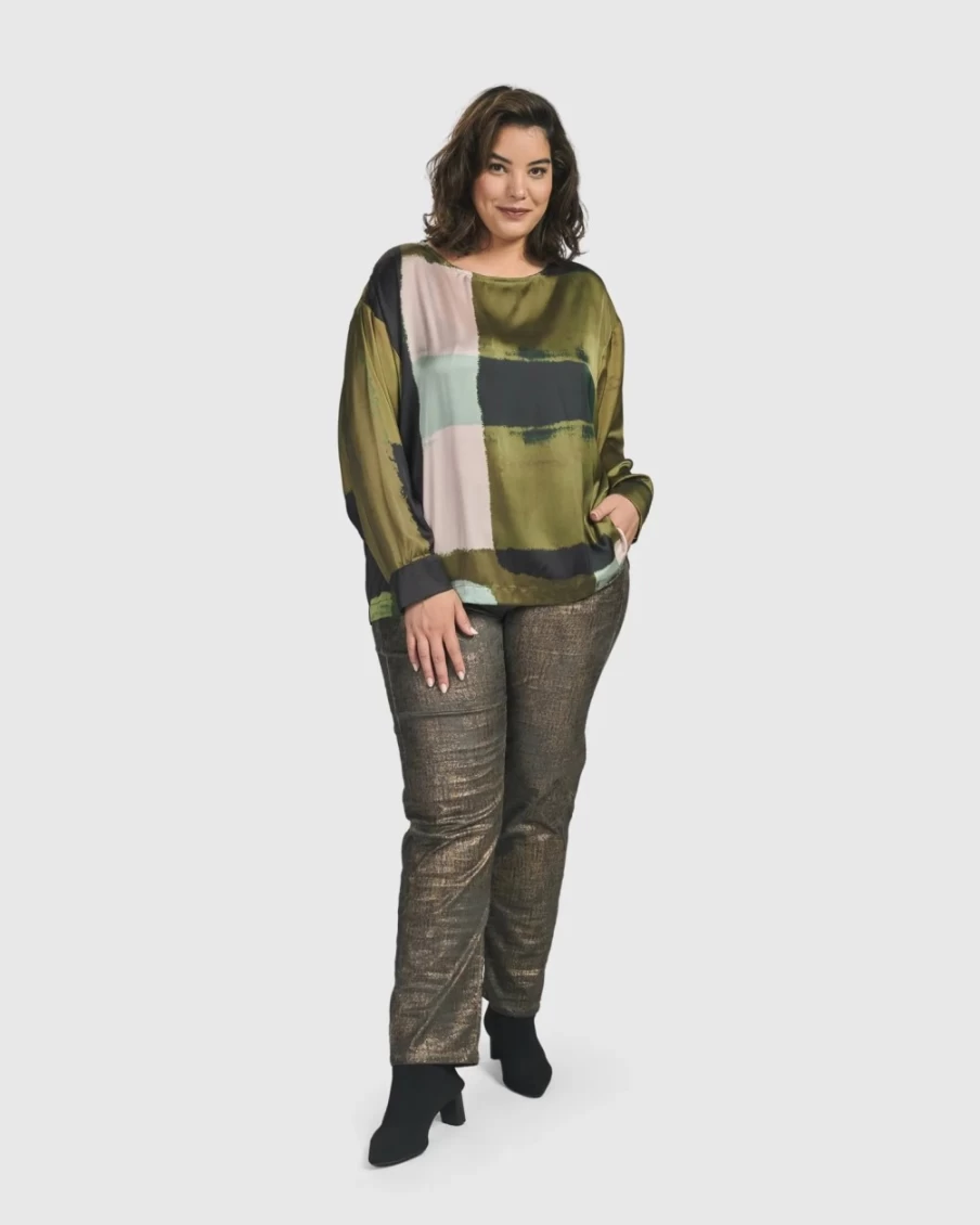 ALEMBIKA Women's Olive Alfresco Market Top - Stylish Outdoor Casual Blouse