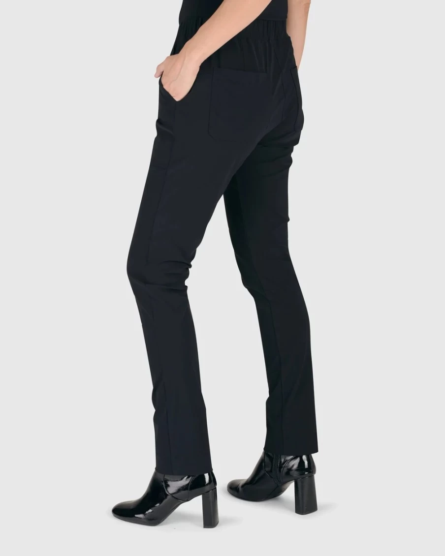 ALEMBIKA Women's Slim Fit J-Pocket Pants - Black, Lightweight & Stylish Trousers for Everyday Wear