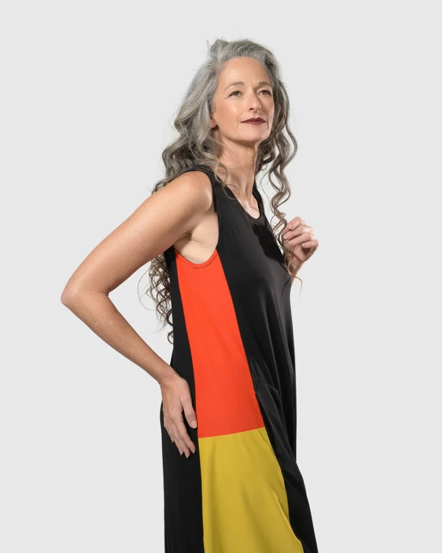 ALEMBIKA Women's Tekbika Sarah Sleeveless Cocoon Dress - Multi Color Boho Chic Style