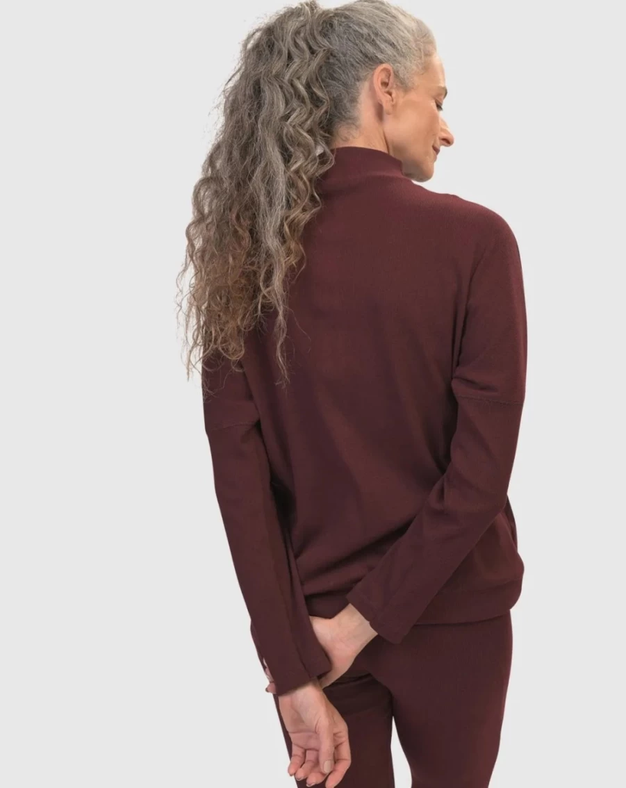 ALEMBIKA Women's Zen Drawstring Sweatshirt in Wine - Comfortable Casual Pullover