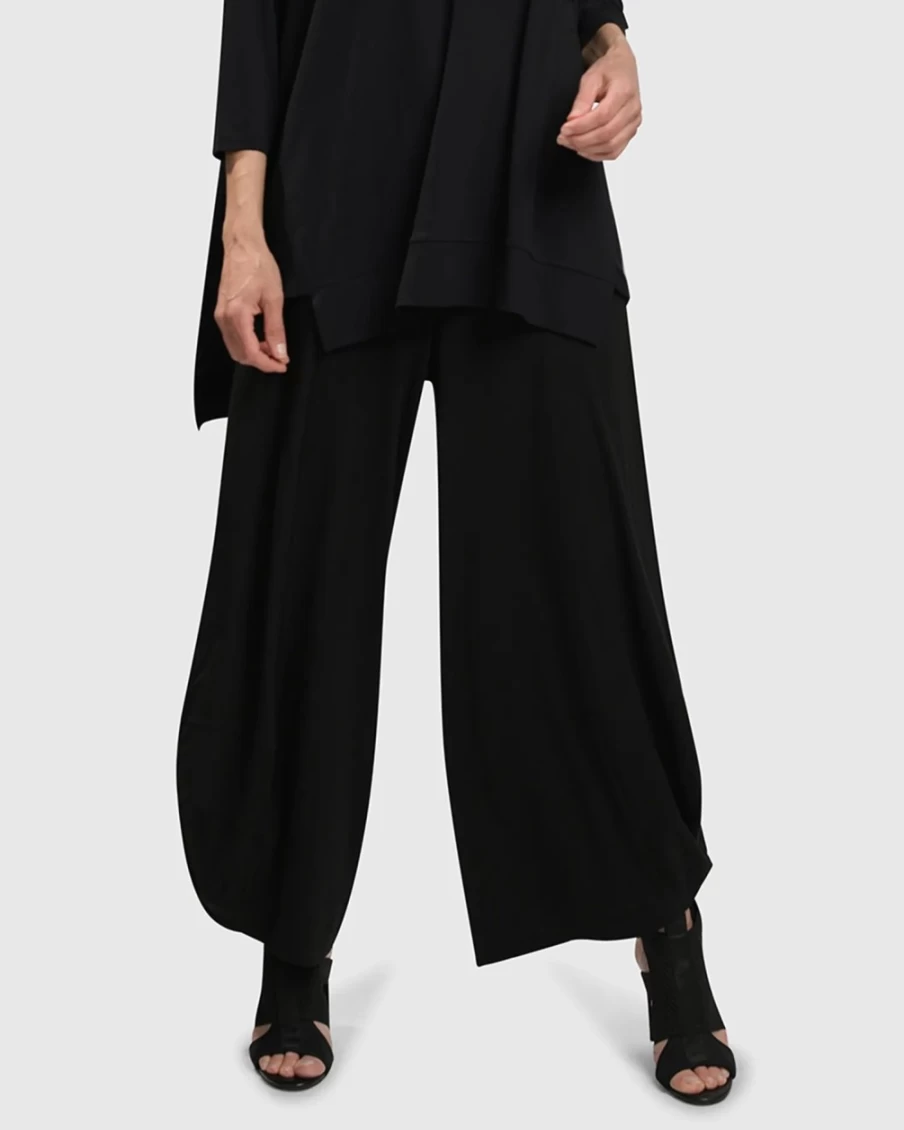 ALEMBIKA Women's Essential Punto Pants - Classic Black Comfort Fit Trousers
