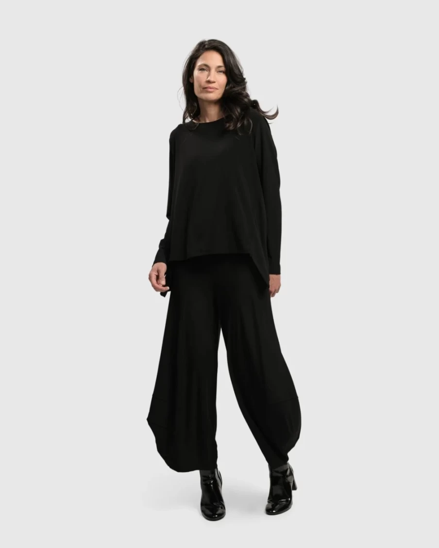 ALEMBIKA Women's Essential Punto Pants - Classic Black Comfort Fit Trousers