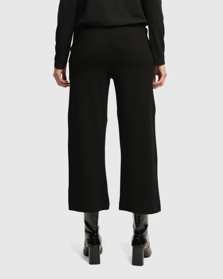 ALEMBIKA Women's Black Waffle Weave Ankle Pants - Superb Comfort & Style