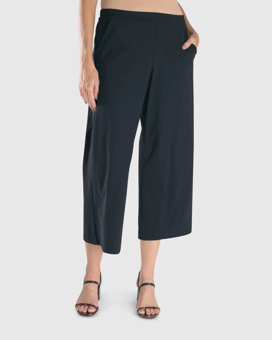 ALEMBIKA Women's Black Cute Crop Pants - Stylish High-Waisted Comfort Fit