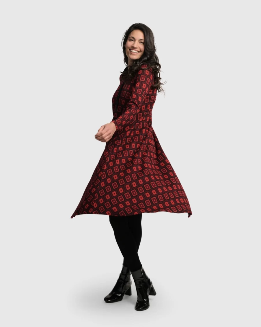 ALEMBIKA Women's Red Dynamite Shirt Dress - Stylish Casual Wear