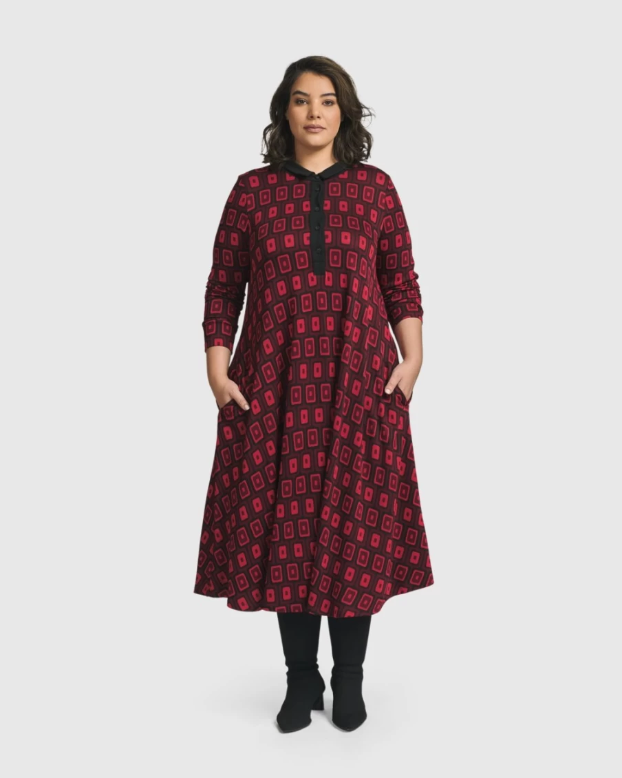 ALEMBIKA Women's Red Dynamite Shirt Dress - Stylish Casual Wear