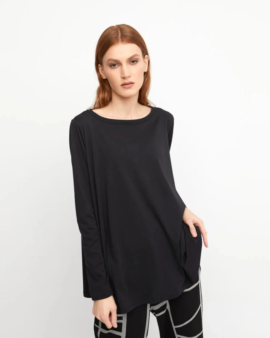 ALEMBIKA Women's Black B Sharp Trapeze Top - Ozai N Ku Style Elegant Blouse