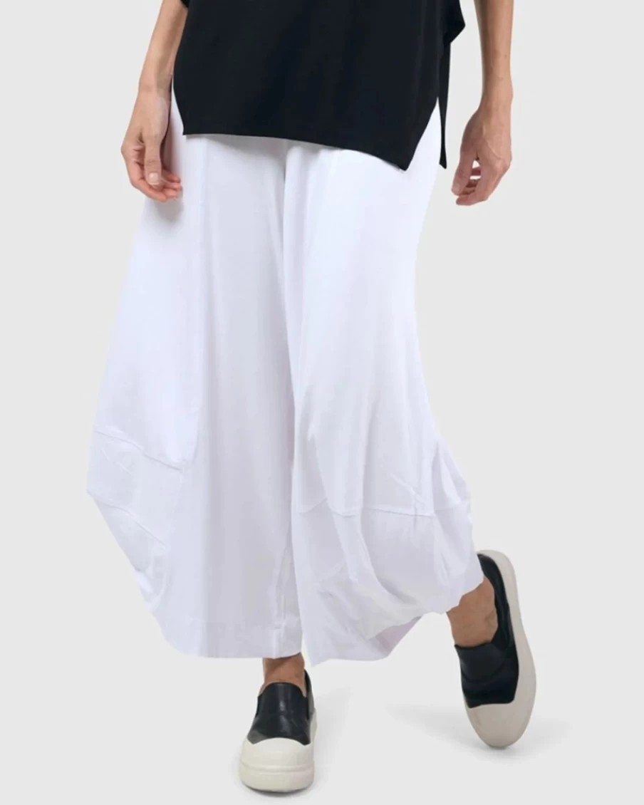 ALEMBIKA Women's Essential Punto Pants in White - Comfortable & Stylish Trousers