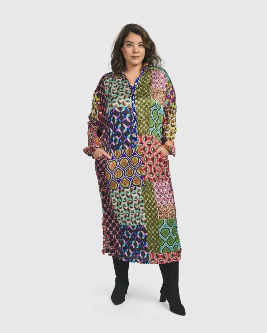 ALEMBIKA Women's Lucy Kaleidoscope Maxi Dress - Bohemian Flowy Long Dress for Women