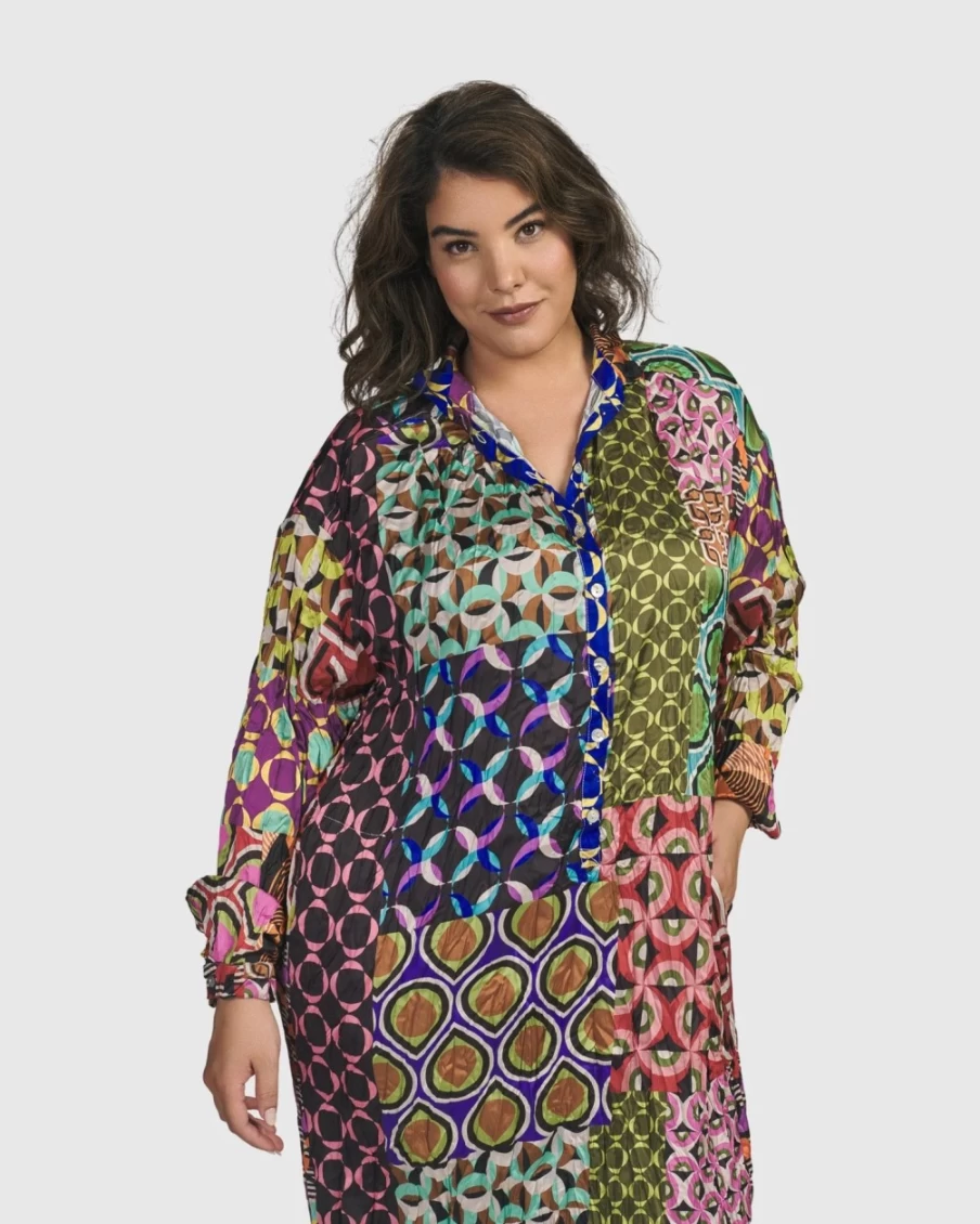 ALEMBIKA Women's Lucy Kaleidoscope Maxi Dress - Bohemian Flowy Long Dress for Women