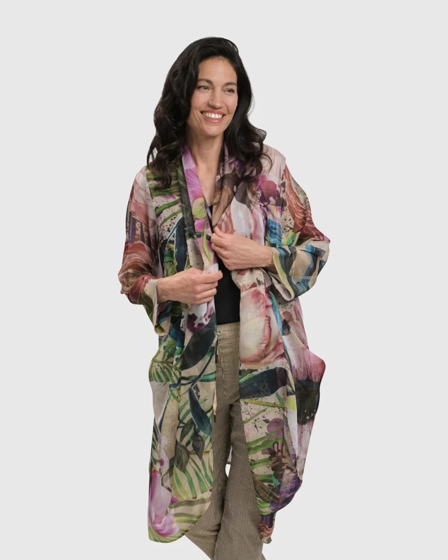 ALEMBIKA Women's Moonflower Sheer Cardigan - Floral Lace Knit Lightweight Cover-Up