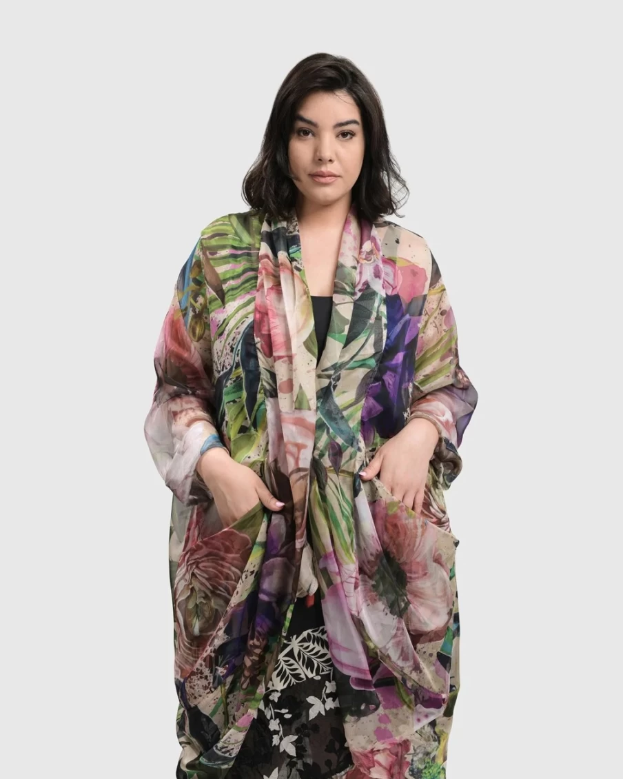 ALEMBIKA Women's Moonflower Sheer Cardigan - Floral Lace Knit Lightweight Cover-Up