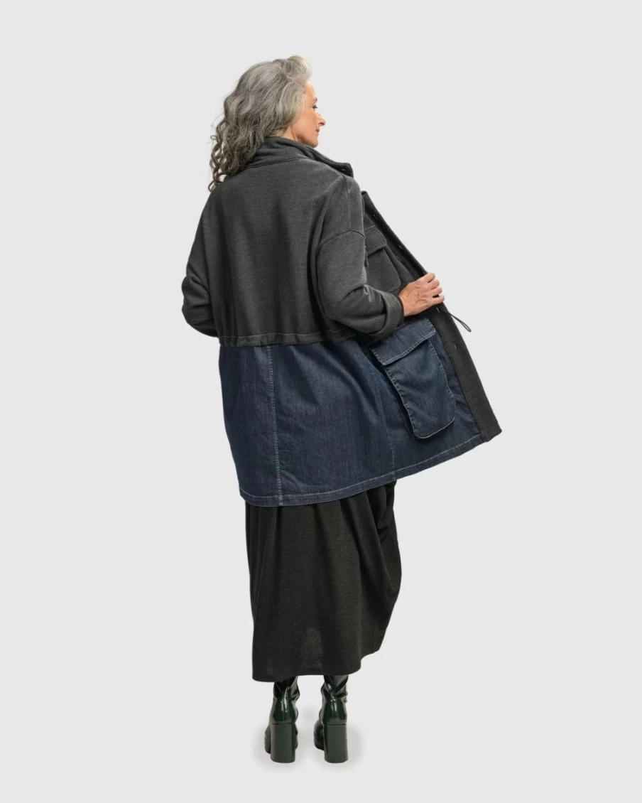 ALEMBIKA Women's Urban Strut Boxy Denim Coat - Stylish Oversized Jacket for Women