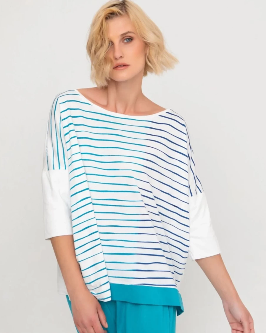 ALEMBIKA Women's Ozai N Ku Oversized Top - Rivulet Design, Boho Chic Loose Fit Blouse