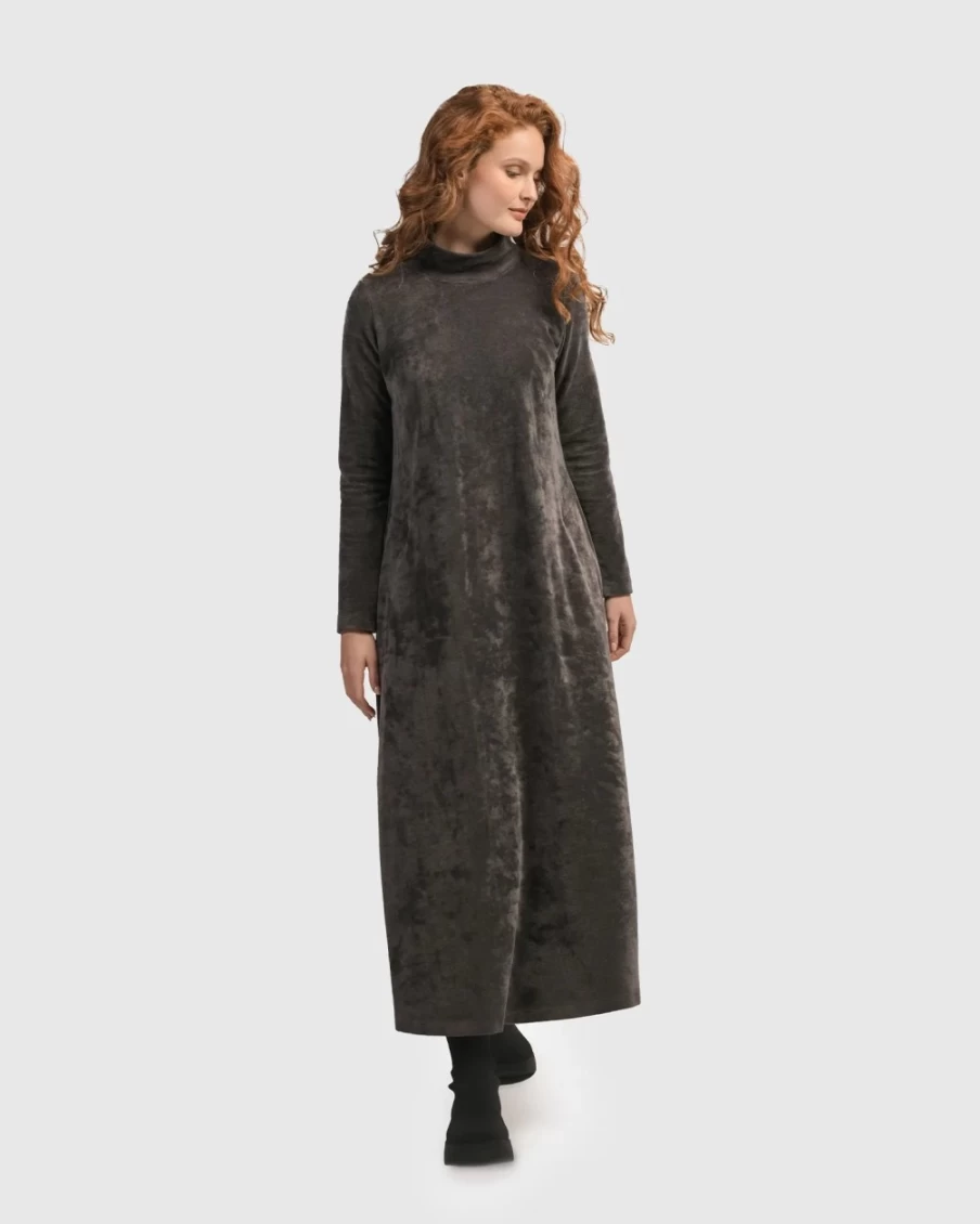 ALEMBIKA Women's Urban Secret Crush Maxi Dress in Mink - Elegant Long Dress for Women