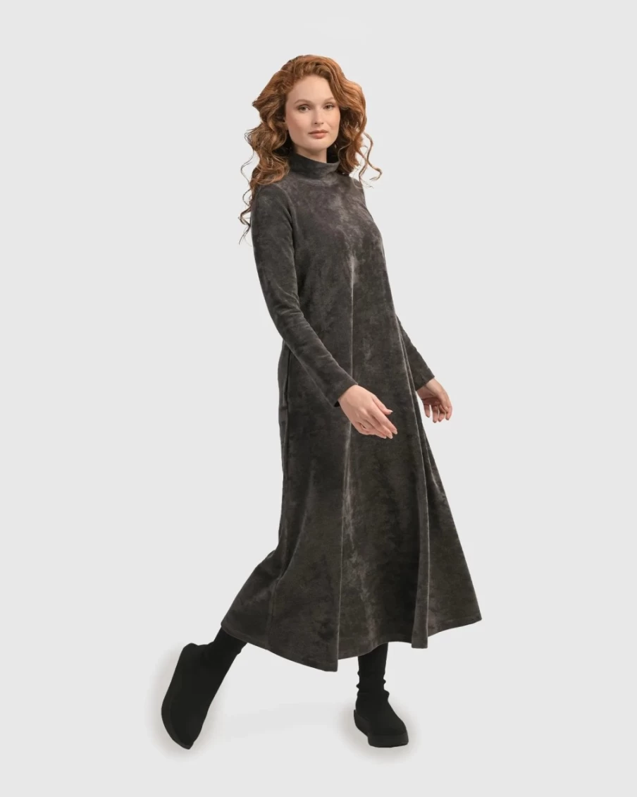 ALEMBIKA Women's Urban Secret Crush Maxi Dress in Mink - Elegant Long Dress for Women