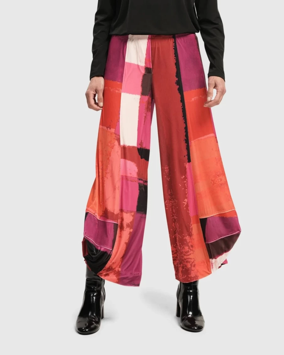 ALEMBIKA Women's Sunset Strip Punto Pants in Magenta - Stylish High-Waisted Comfort
