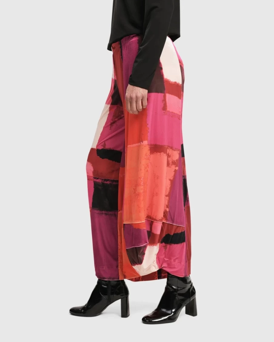 ALEMBIKA Women's Sunset Strip Punto Pants in Magenta - Stylish High-Waisted Comfort
