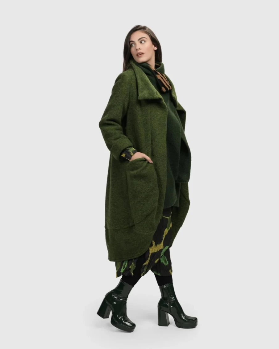 ALEMBIKA Women's Gala Cocoon Jacket in Green – Stylish & Comfortable Outerwear
