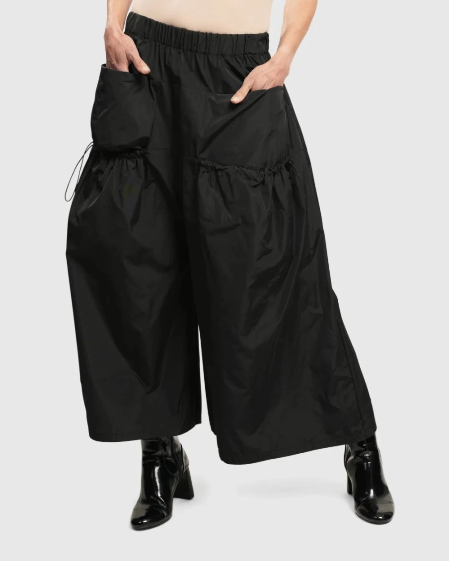 ALEMBIKA Women's Black Culottes Pants - Urban Girls Club High Waist Wide Leg Trousers