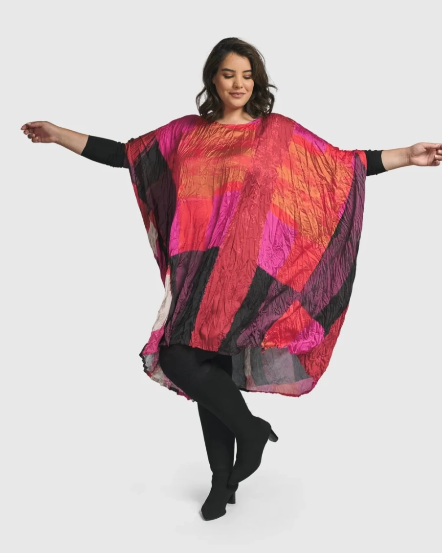 ALEMBIKA Women's Magenta Sunset Strip Muumuu Dress - Flowy Boho Hawaiian Beach Cover Up