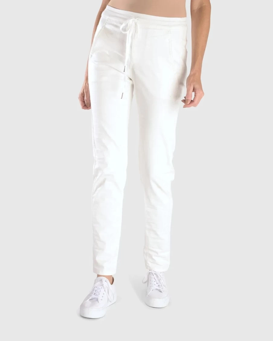 ALEMBIKA Women's White Snake Iconic Stretch Jeans - High Waist Slim Fit Denim Pants