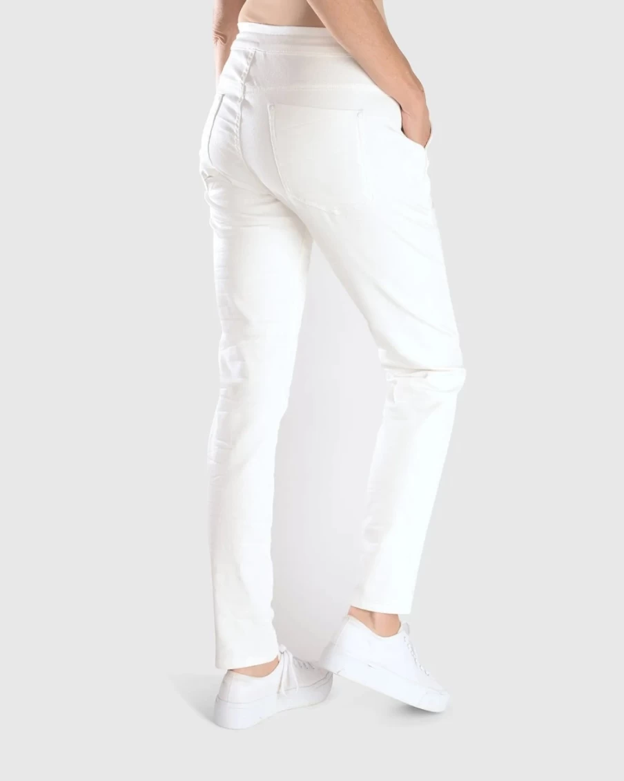 ALEMBIKA Women's White Snake Iconic Stretch Jeans - High Waist Slim Fit Denim Pants