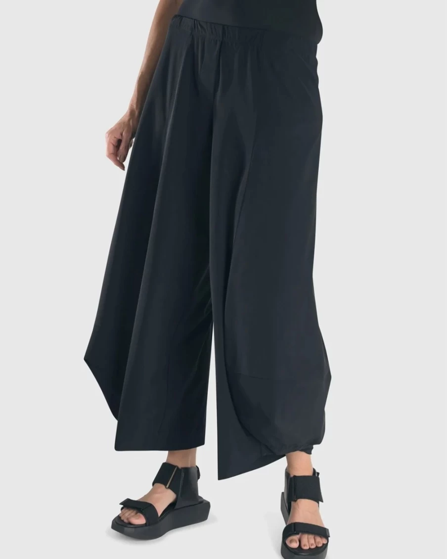 ALEMBIKA Women's Punto Pants - Black, High Waisted Comfort Trousers for Everyday Wear