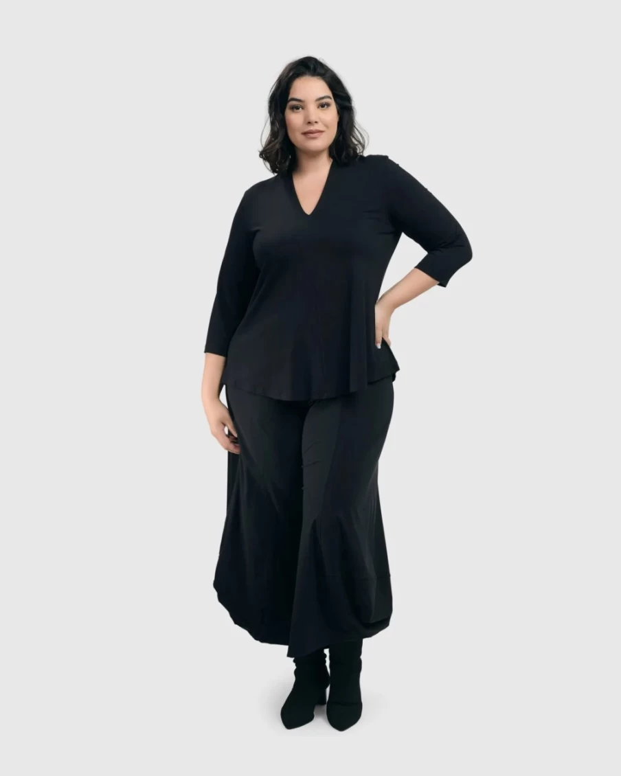 ALEMBIKA Women's Punto Pants - Black, High Waisted Comfort Trousers for Everyday Wear