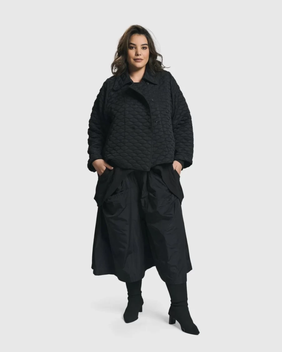 ALEMBIKA Women's Urban Soft Punk Jacket - Edgy Black Outerwear Coat for Street Style