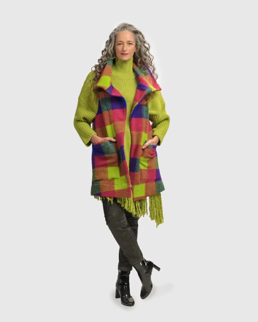 ALEMBIKA Women's Bright Lights Big City Checkered Vest - Stylish Urban Fashion