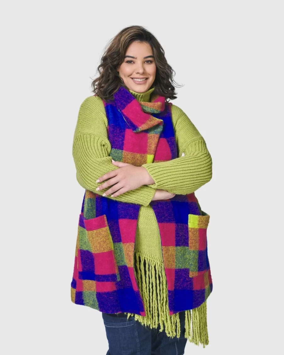 ALEMBIKA Women's Bright Lights Big City Checkered Vest - Stylish Urban Fashion