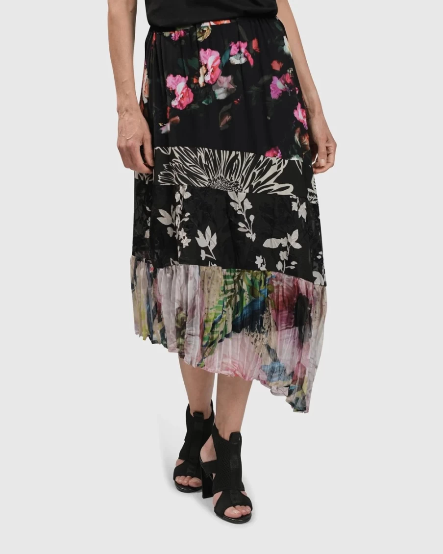 ALEMBIKA Women's Adaline Tiered Maxi Skirt - Flowy Boho Mix & Match Long Skirt