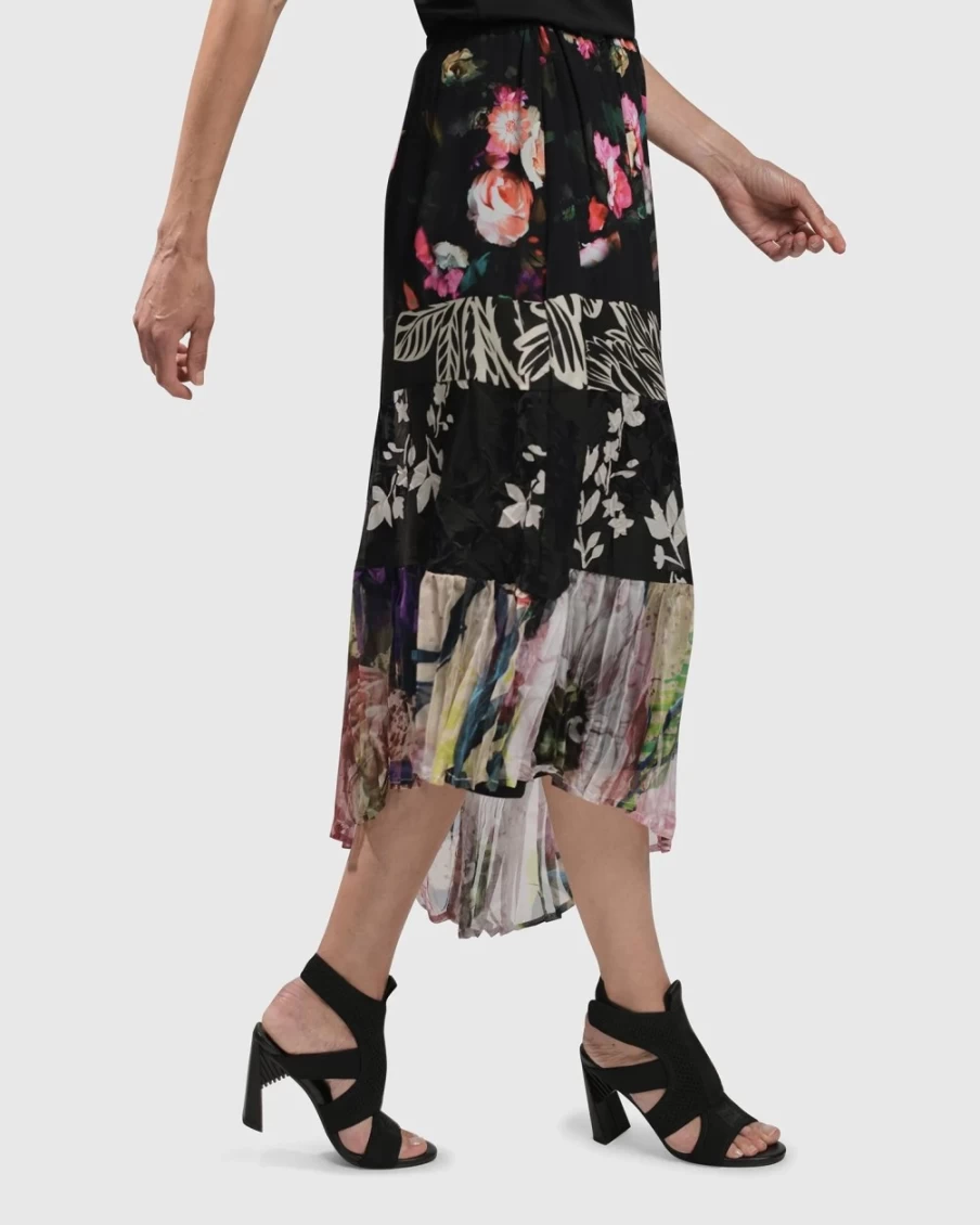 ALEMBIKA Women's Adaline Tiered Maxi Skirt - Flowy Boho Mix & Match Long Skirt