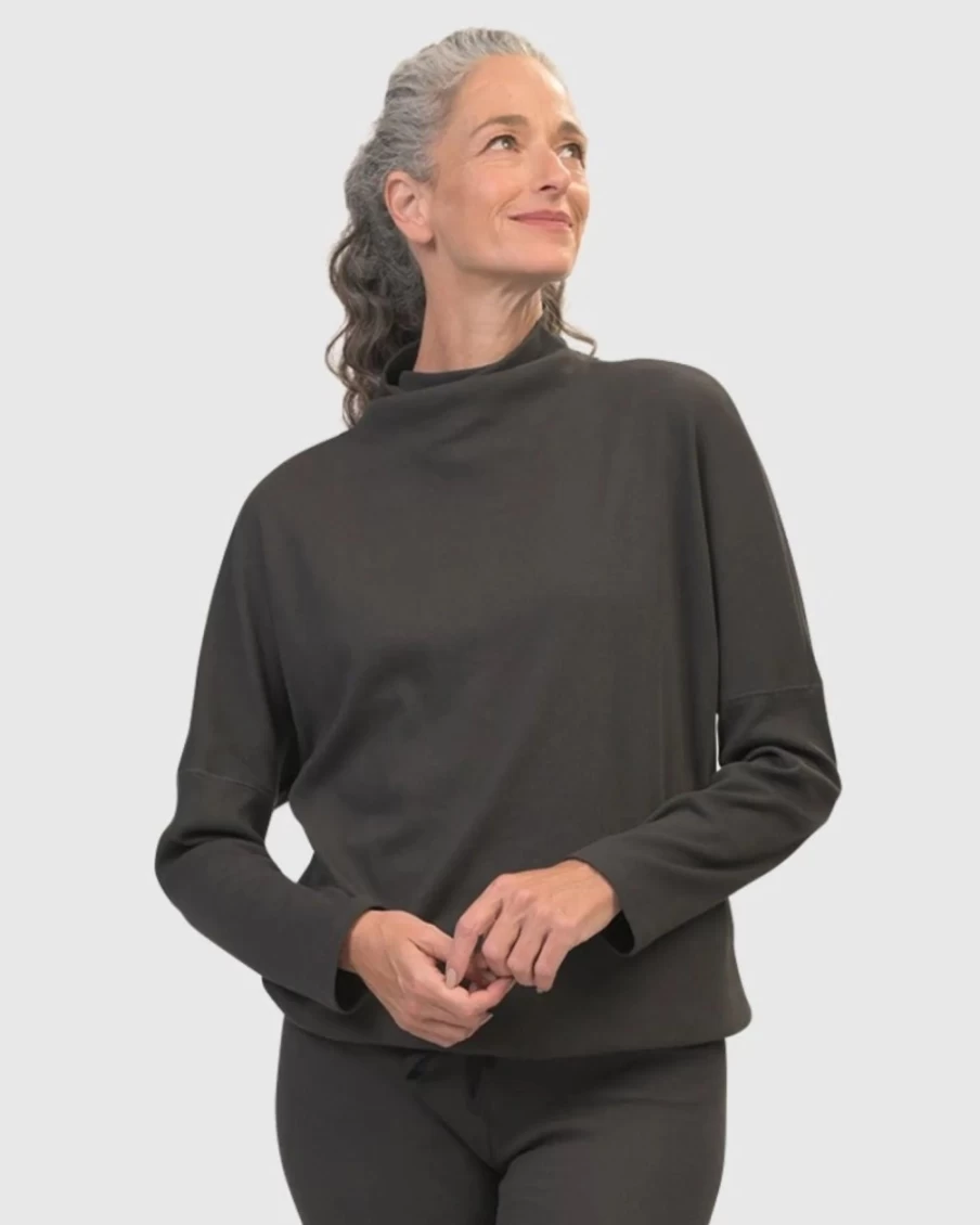 ALEMBIKA Women's Zen Drawstring Hoodie Sweatshirt in Charcoal Grey - Comfortable Casual Pullover