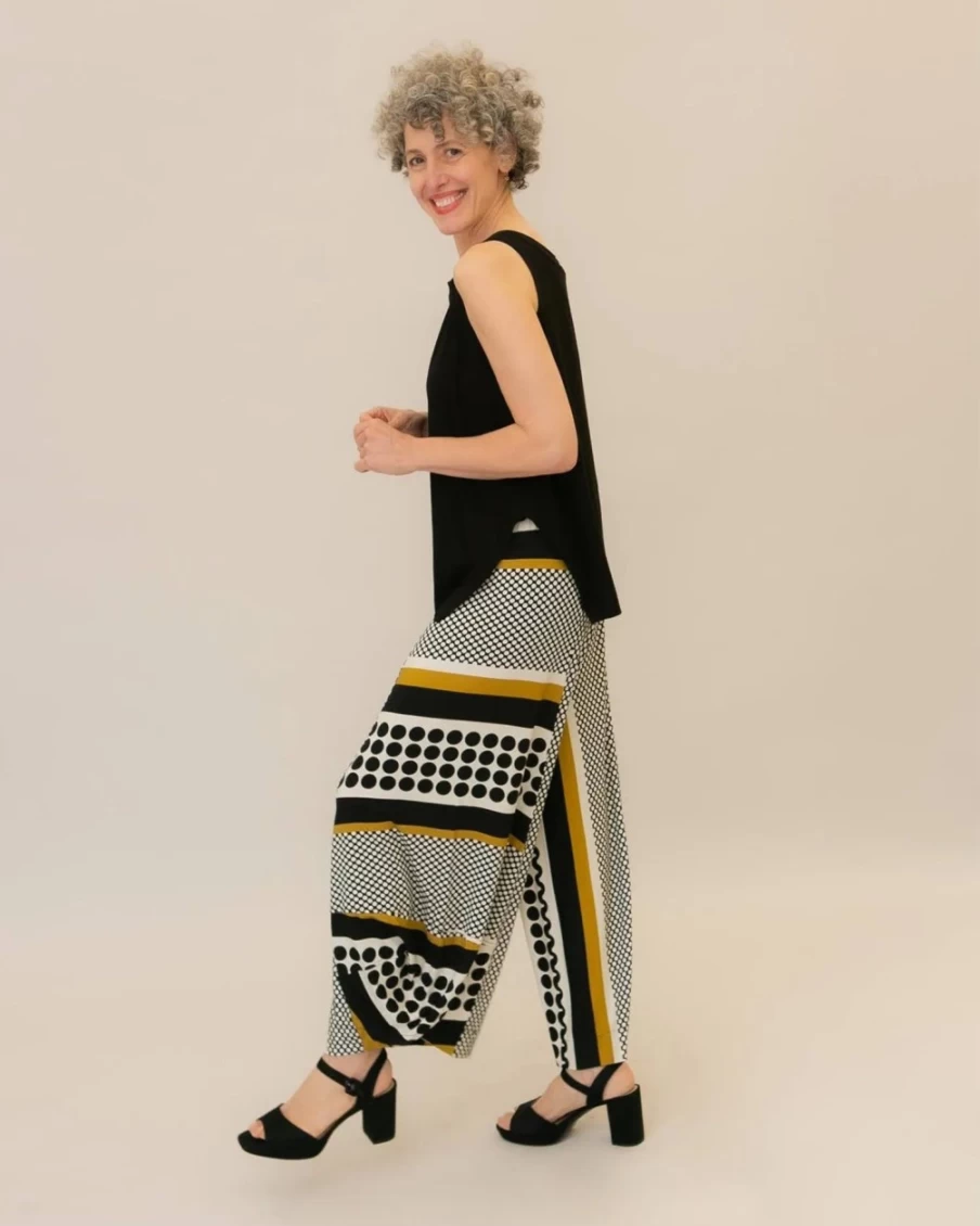 ALEMBIKA Women's Willa Punto Pants with Circle Designs - Stylish Boho Trousers