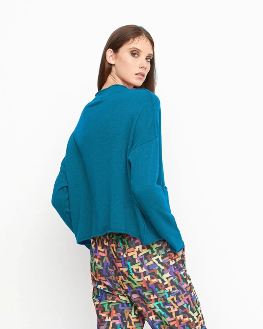 ALEMBIKA Women's Ozai N Ku Techie Sweater Top in Petrol - Stylish Casual Knitwear