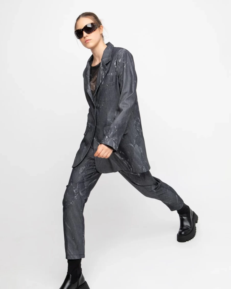 ALEMBIKA Women's Ozai N Ku Oversized Jacket - Soft Brush Texture, Stylish Outerwear Coat