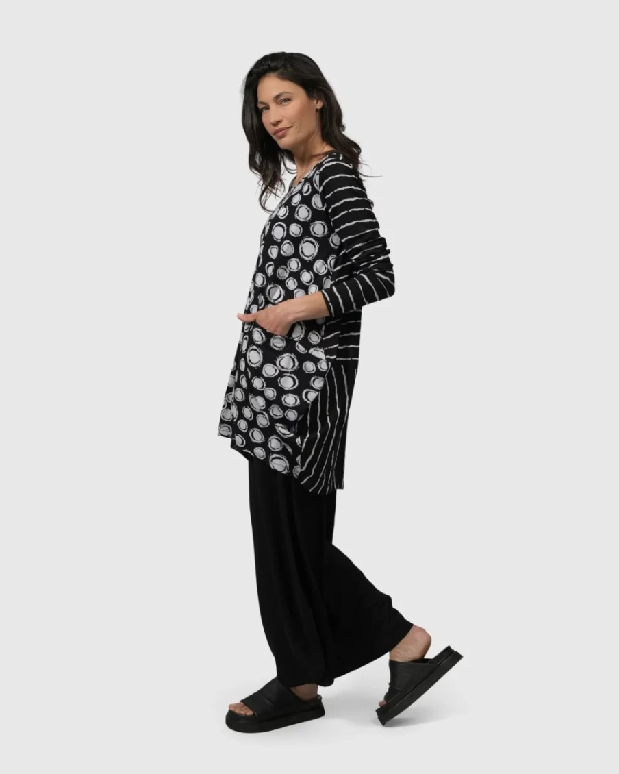 ALEMBIKA Women's Nebula Tunic Top - Stylish Mix Pattern Casual Blouse