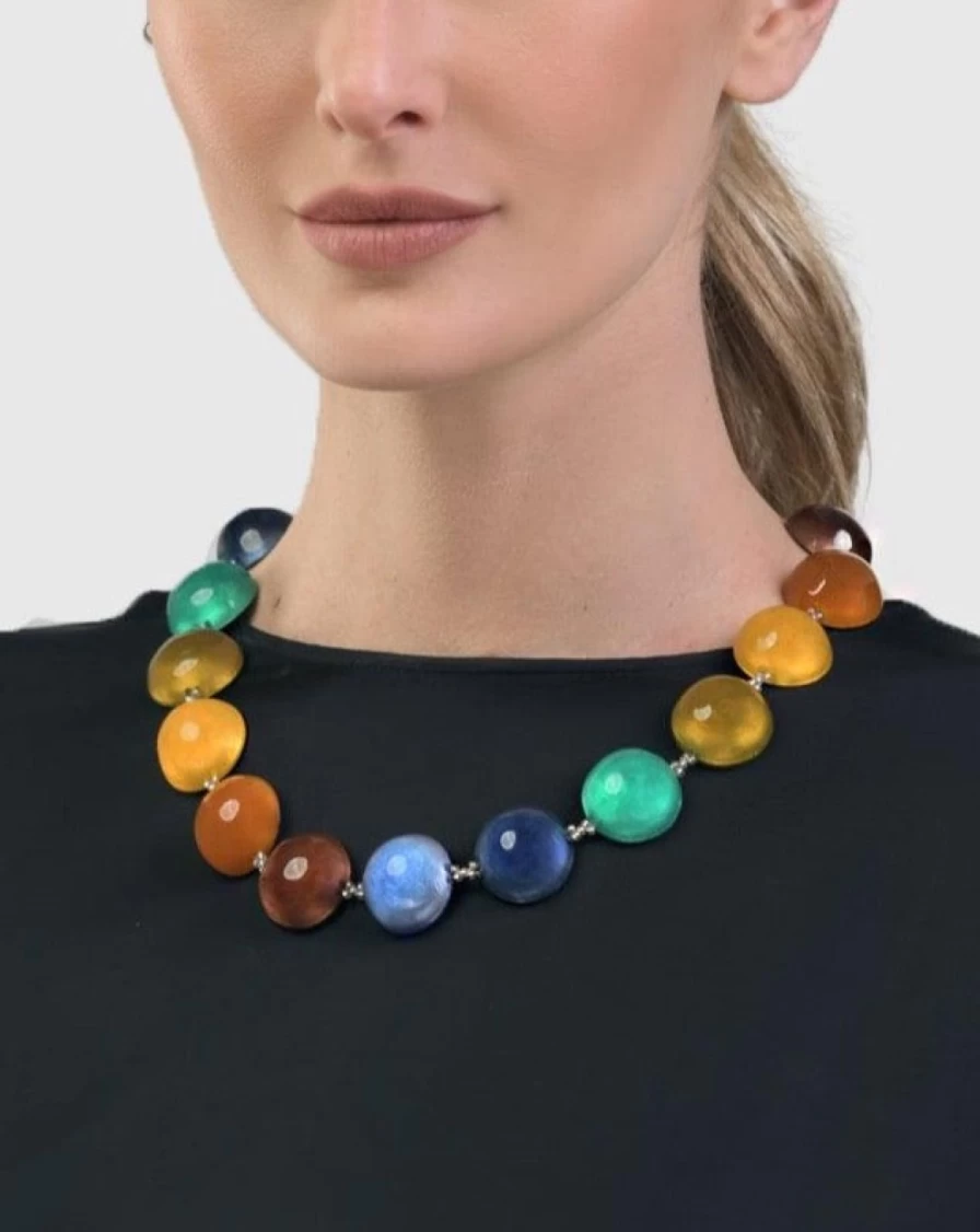 ALEMBIKA Women's Sweetheart Necklace - Multi Gemstone Elegant Pendant for Her