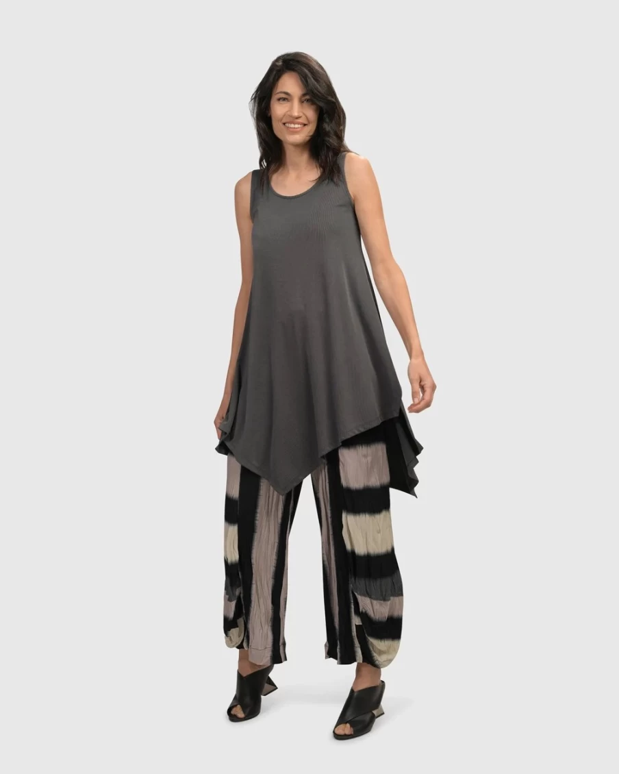ALEMBIKA Women's Essential Joy Sleeveless Tunic Top in Grey - Lightweight Summer Blouse