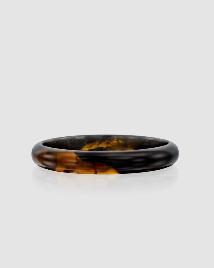 ALEMBIKA Women's Tortoiseshell Bangle Bracelet, Tortie Style Adjustable Cuff for Everyday Elegance