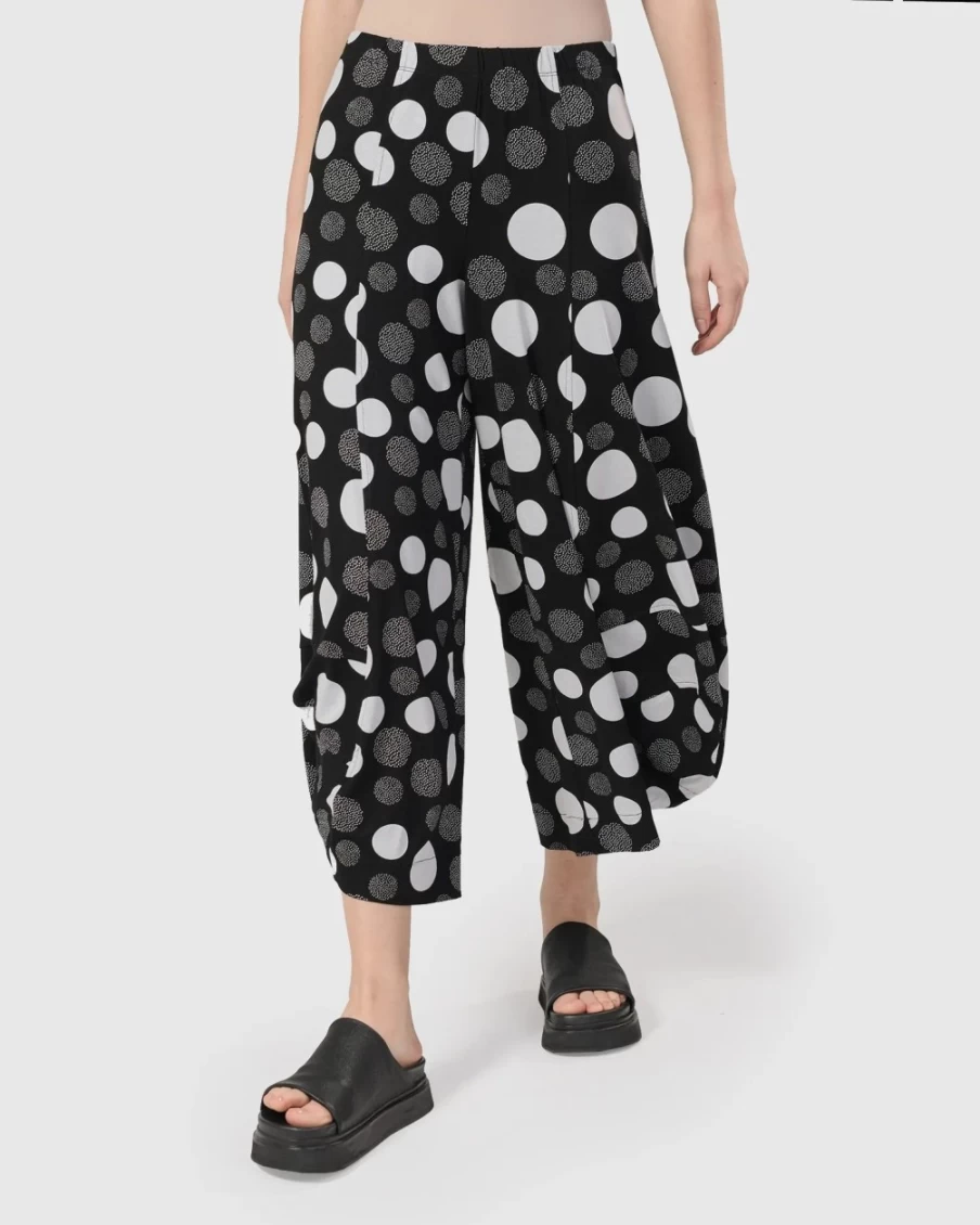 ALEMBIKA Women's Galaxy Punto Pants with Circle Designs - Stylish & Comfortable Trousers