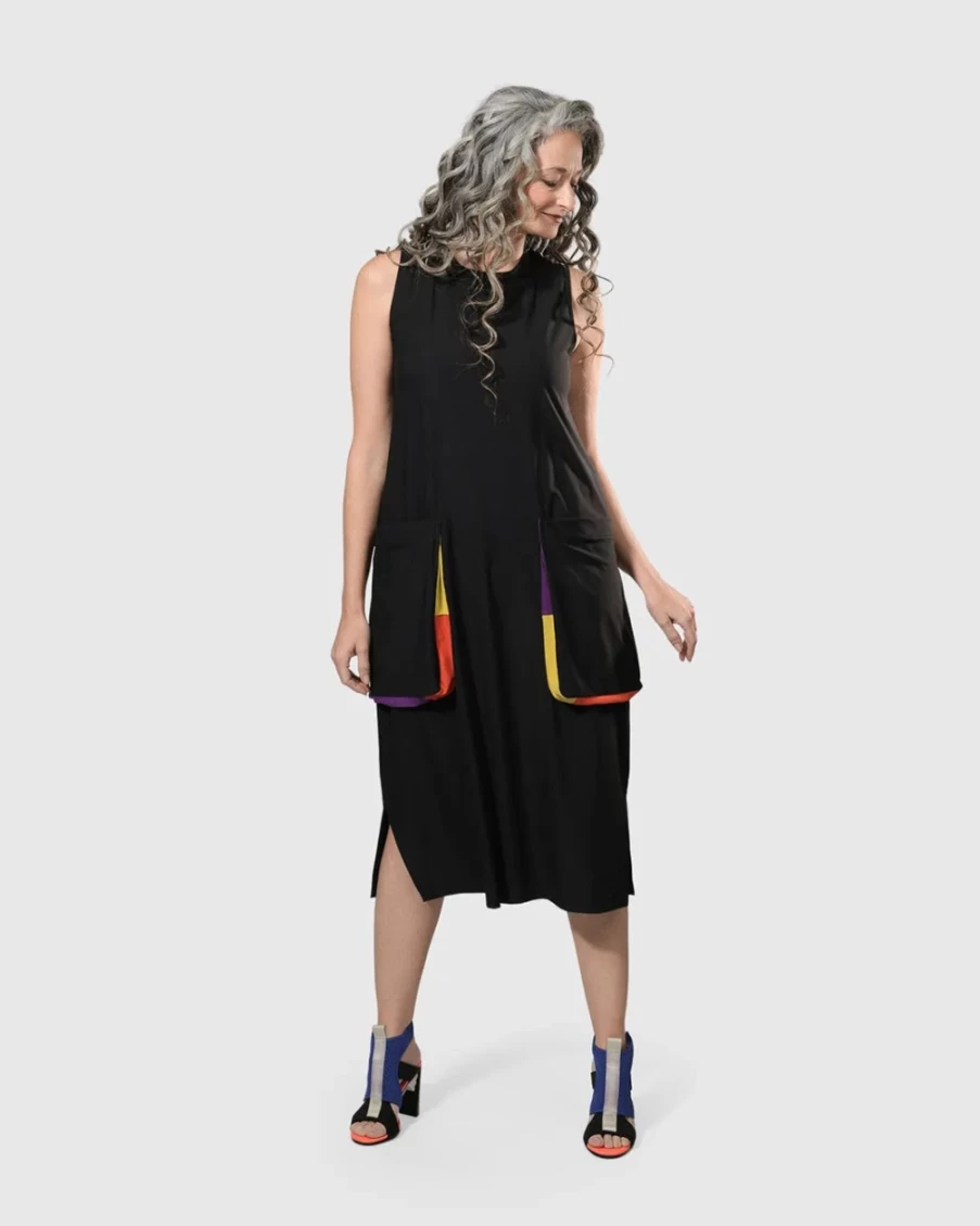ALEMBIKA Women's Poppy Sleeveless Dress with Pockets - Multi Color Summer Casual Outfit