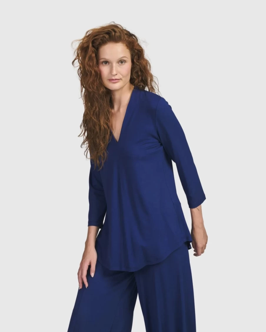 ALEMBIKA Women's Royal Blue Essential V-Neck Top