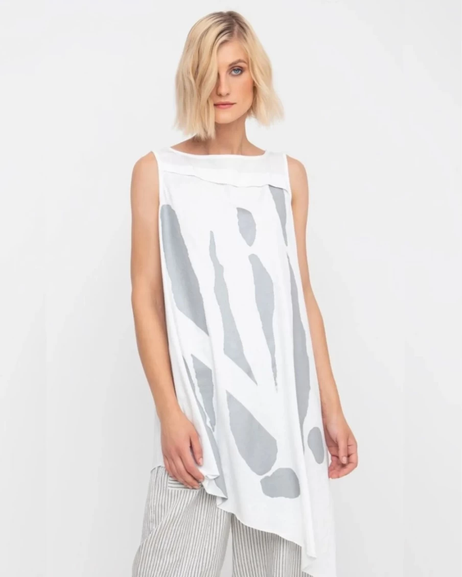ALEMBIKA Women's Silver Ozai N Ku Dreamy Sleeveless Tunic Top for Women